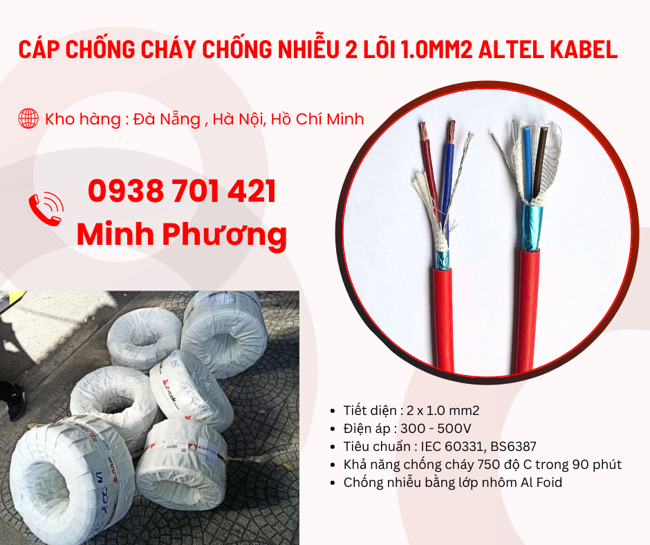 Cáp chống cháy chống nhiễu 2 lõi 1.0mm2 Altel Kabel giao ngay – toàn quốc